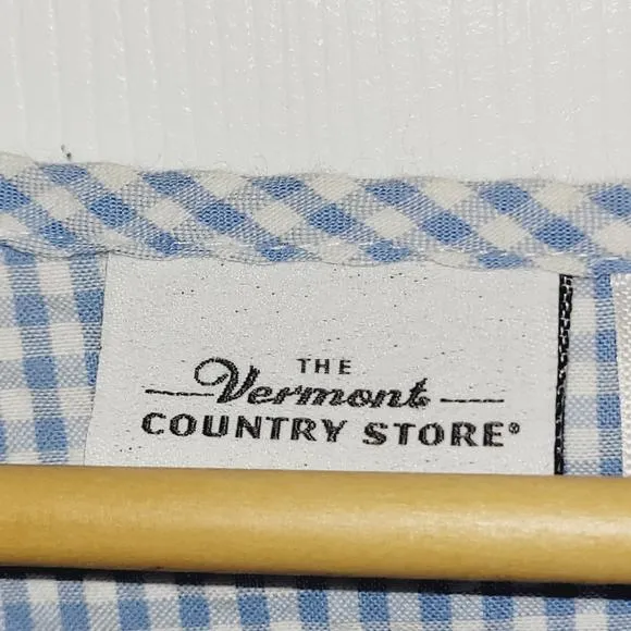 Vermont Country Store Nightgown 2X Robe Blue Gingham Seersucker Floral Cottage