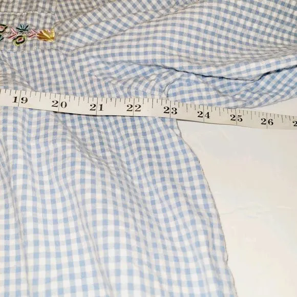 Vermont Country Store Nightgown 2X Robe Blue Gingham Seersucker Floral Cottage