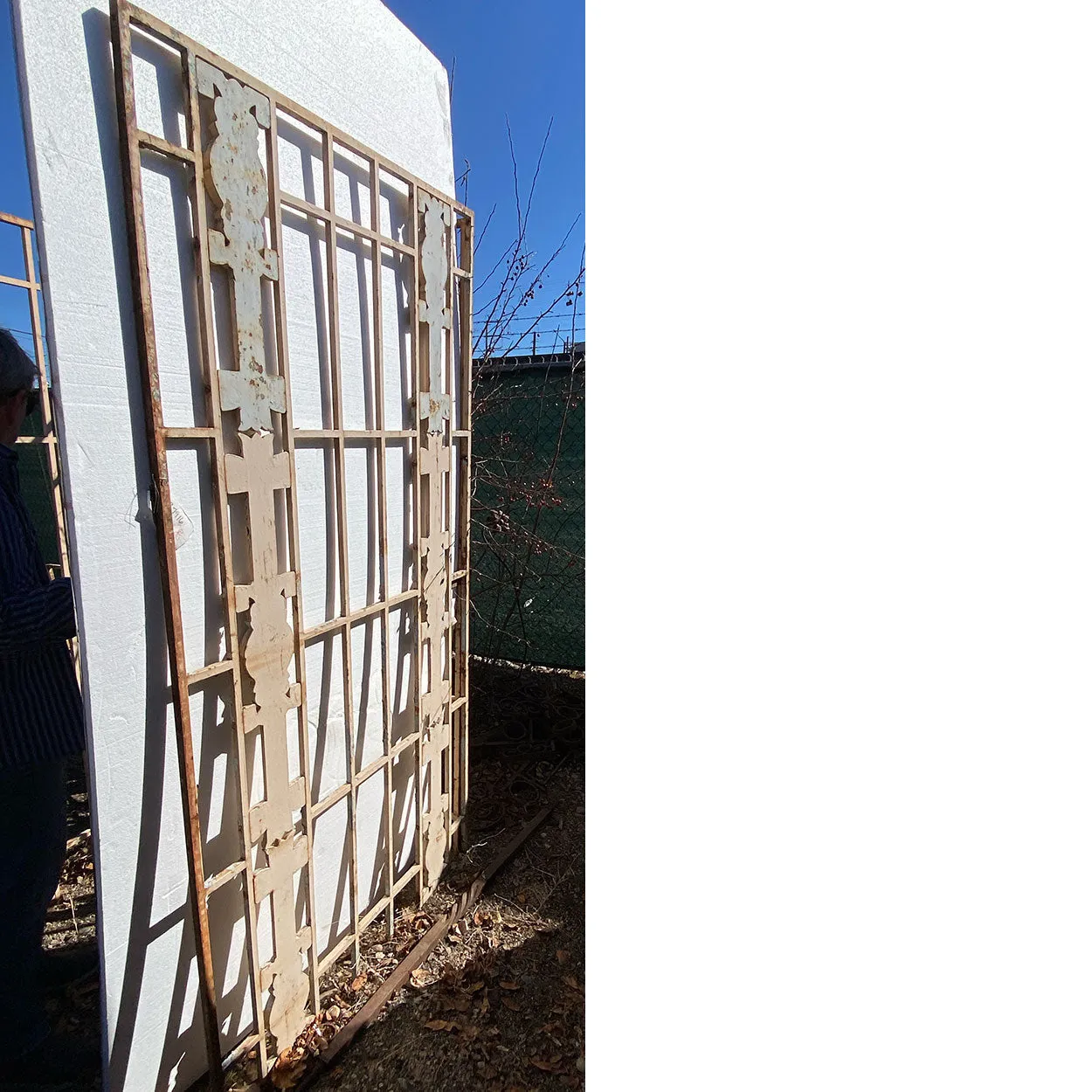 Vintage American Art Deco Painted Cast Iron Fitzsimons Hospital Window Grille
