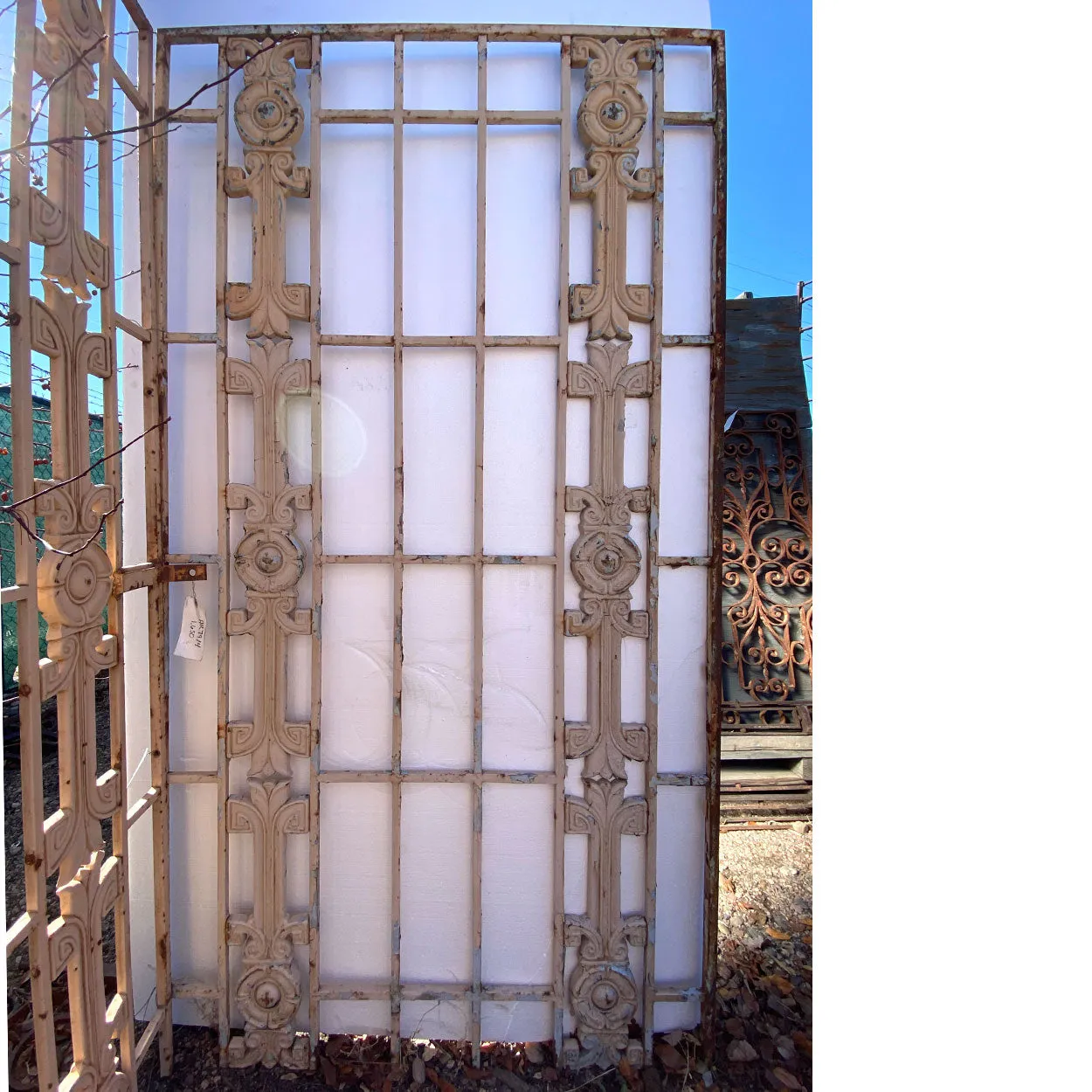 Vintage American Art Deco Painted Cast Iron Fitzsimons Hospital Window Grille