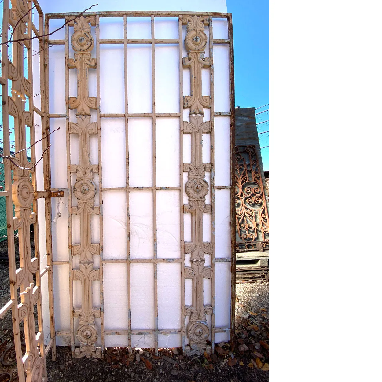 Vintage American Art Deco Painted Cast Iron Fitzsimons Hospital Window Grille