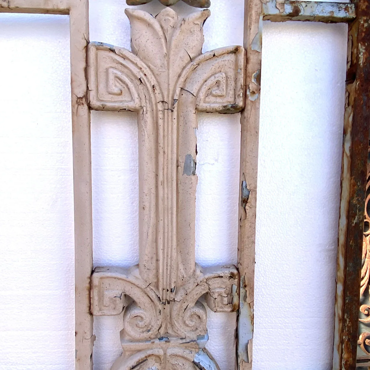 Vintage American Art Deco Painted Cast Iron Fitzsimons Hospital Window Grille
