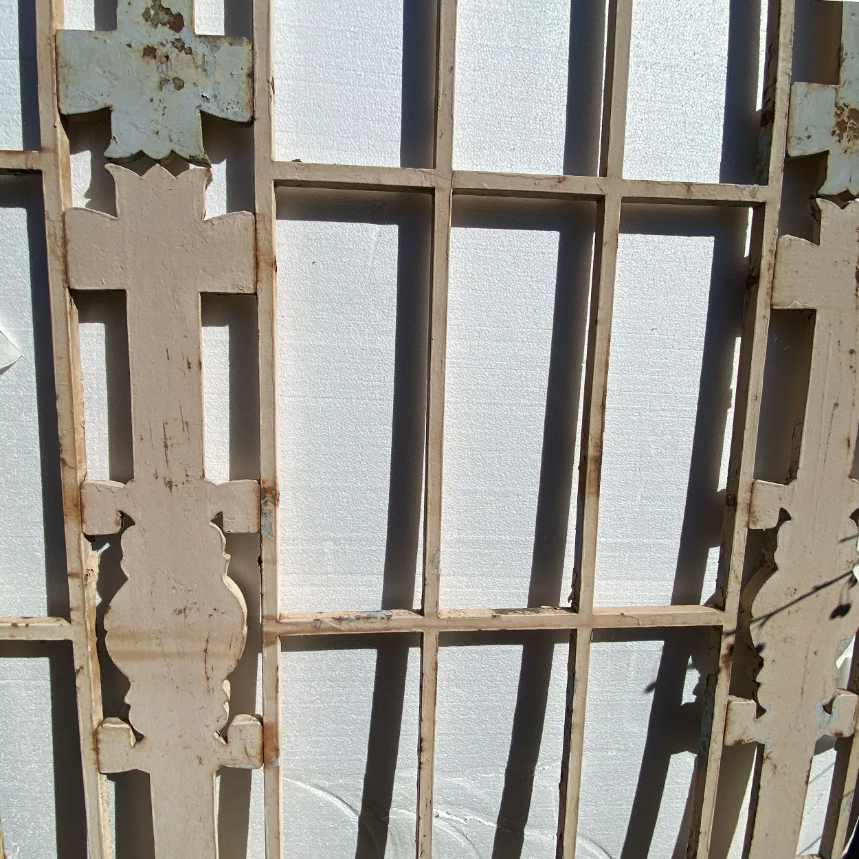 Vintage American Art Deco Painted Cast Iron Fitzsimons Hospital Window Grille