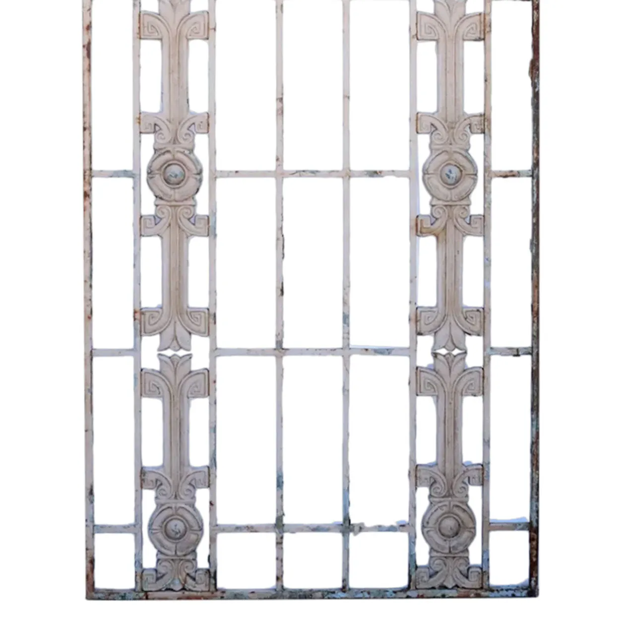 Vintage American Art Deco Painted Cast Iron Fitzsimons Hospital Window Grille
