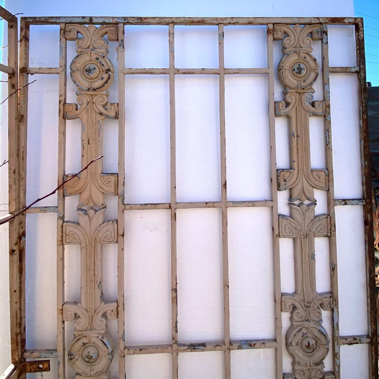 Vintage American Art Deco Painted Cast Iron Fitzsimons Hospital Window Grille
