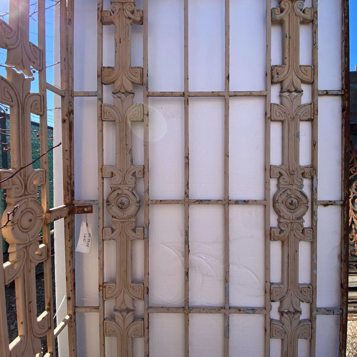 Vintage American Art Deco Painted Cast Iron Fitzsimons Hospital Window Grille