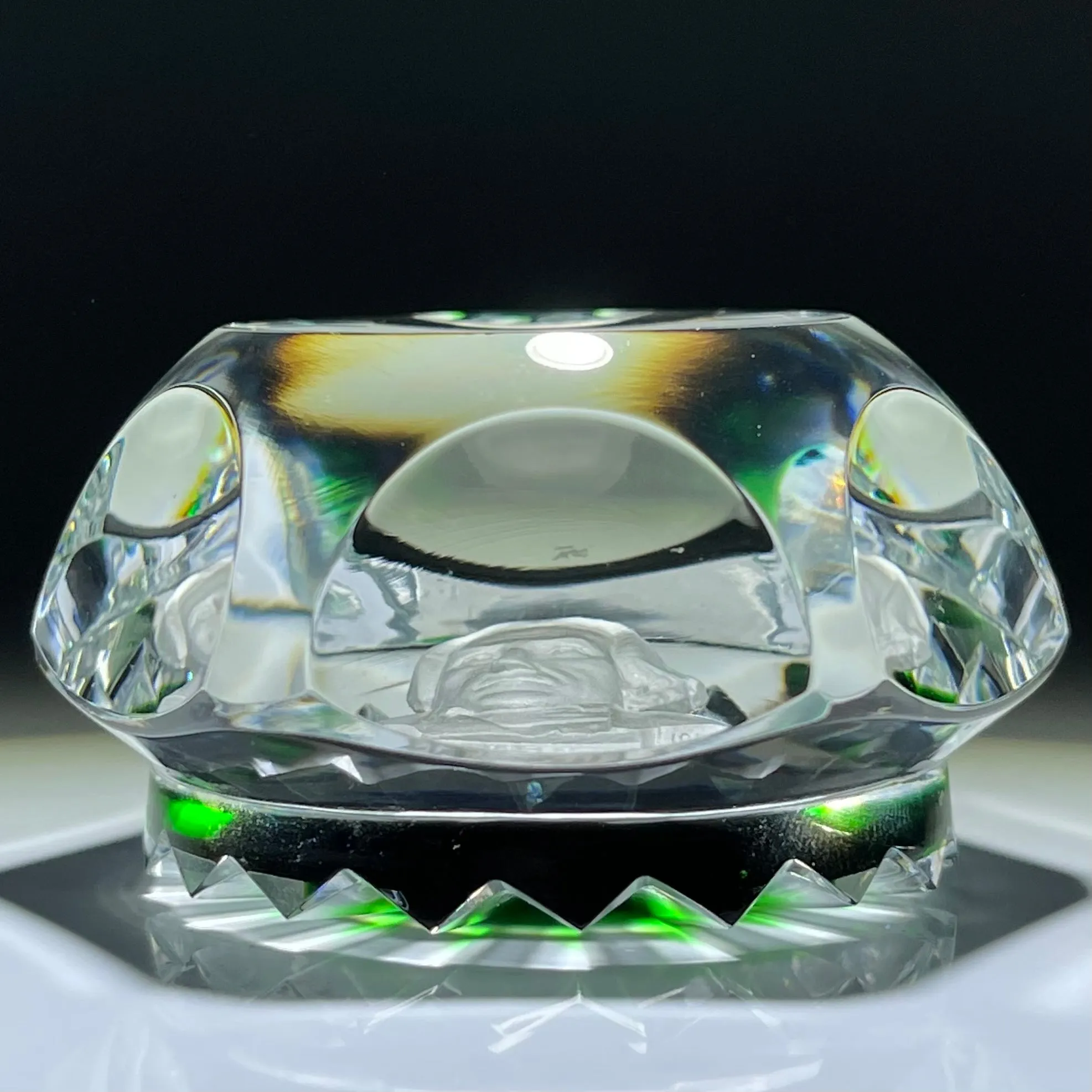 Vintage Faceted Baccarat Crystal President Andrew Jackson Sulphide on Transparent Green