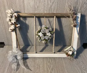 Vintage white cotton Christmas window