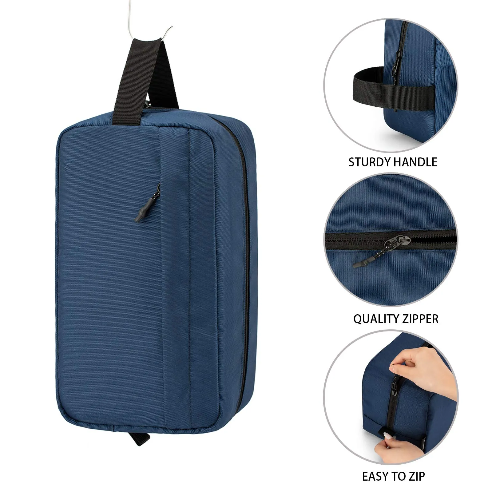 Vorspack Toiletry Bag Hanging Dopp Kit for Men Water Resistant Shaving Bag with Large Capacity for Travel - Navy Blue