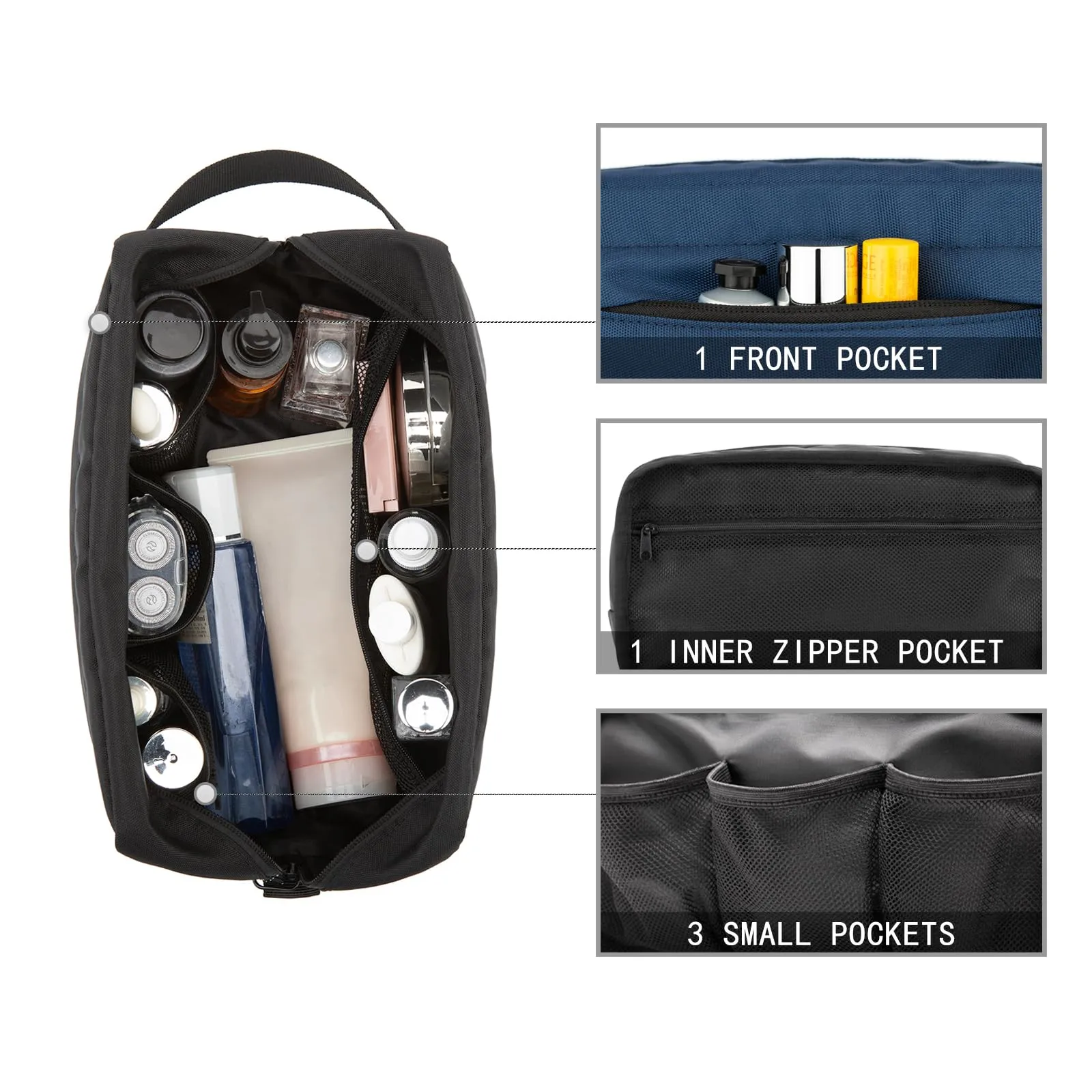 Vorspack Toiletry Bag Hanging Dopp Kit for Men Water Resistant Shaving Bag with Large Capacity for Travel - Navy Blue