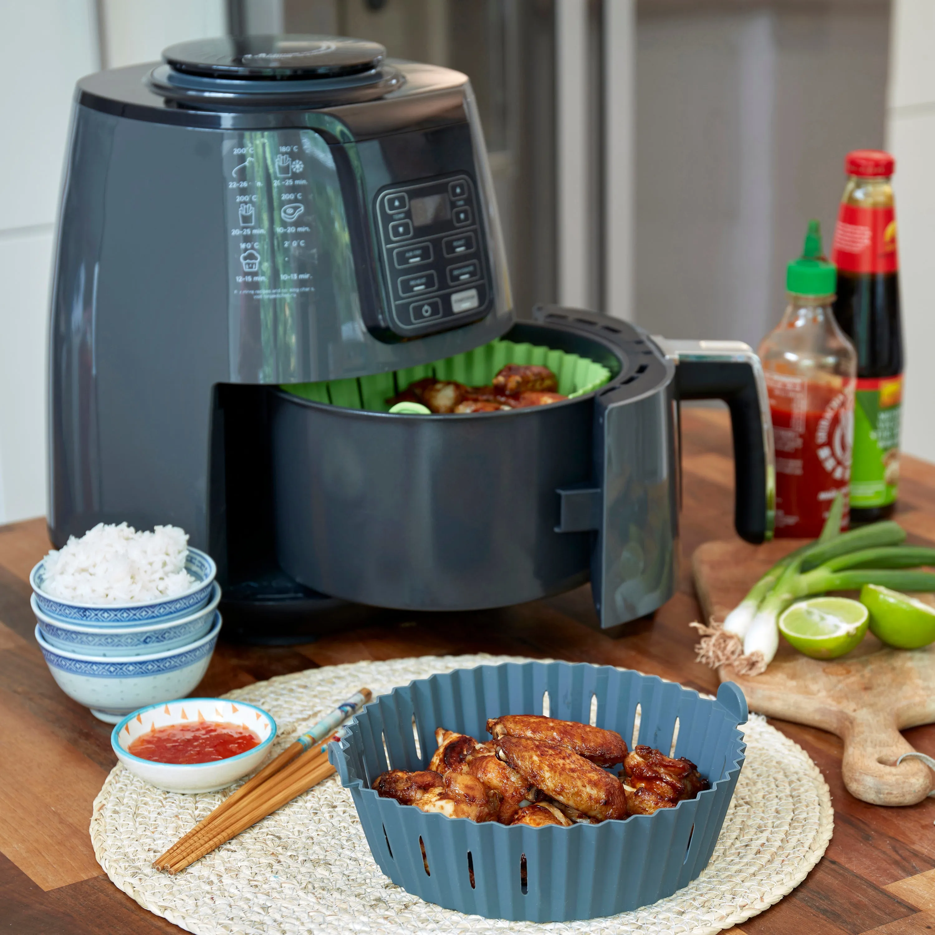 WAFE Silicone Air Fryer Liner 2PACK - Lime Green/Grey