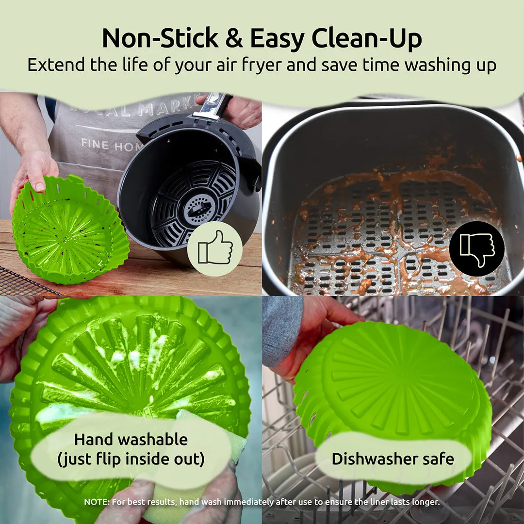 WAFE Silicone Air Fryer Liner 2PACK - Lime Green/Grey