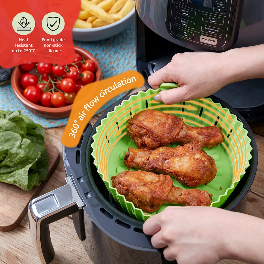 WAFE Silicone Air Fryer Liner 2PACK - Lime Green/Grey