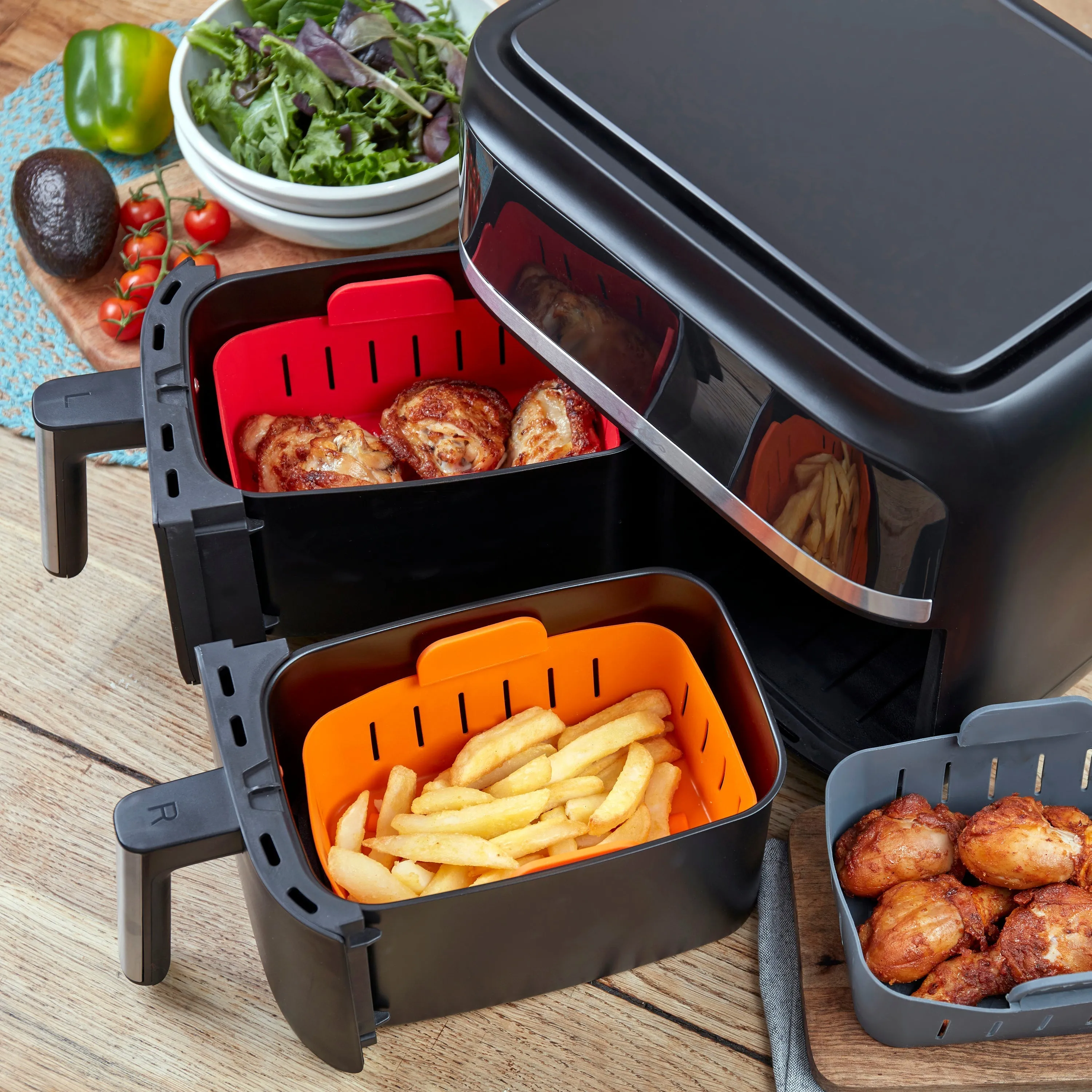 WAFE Silicone Air Fryer Ninja Liner 2PACK- ORANGE