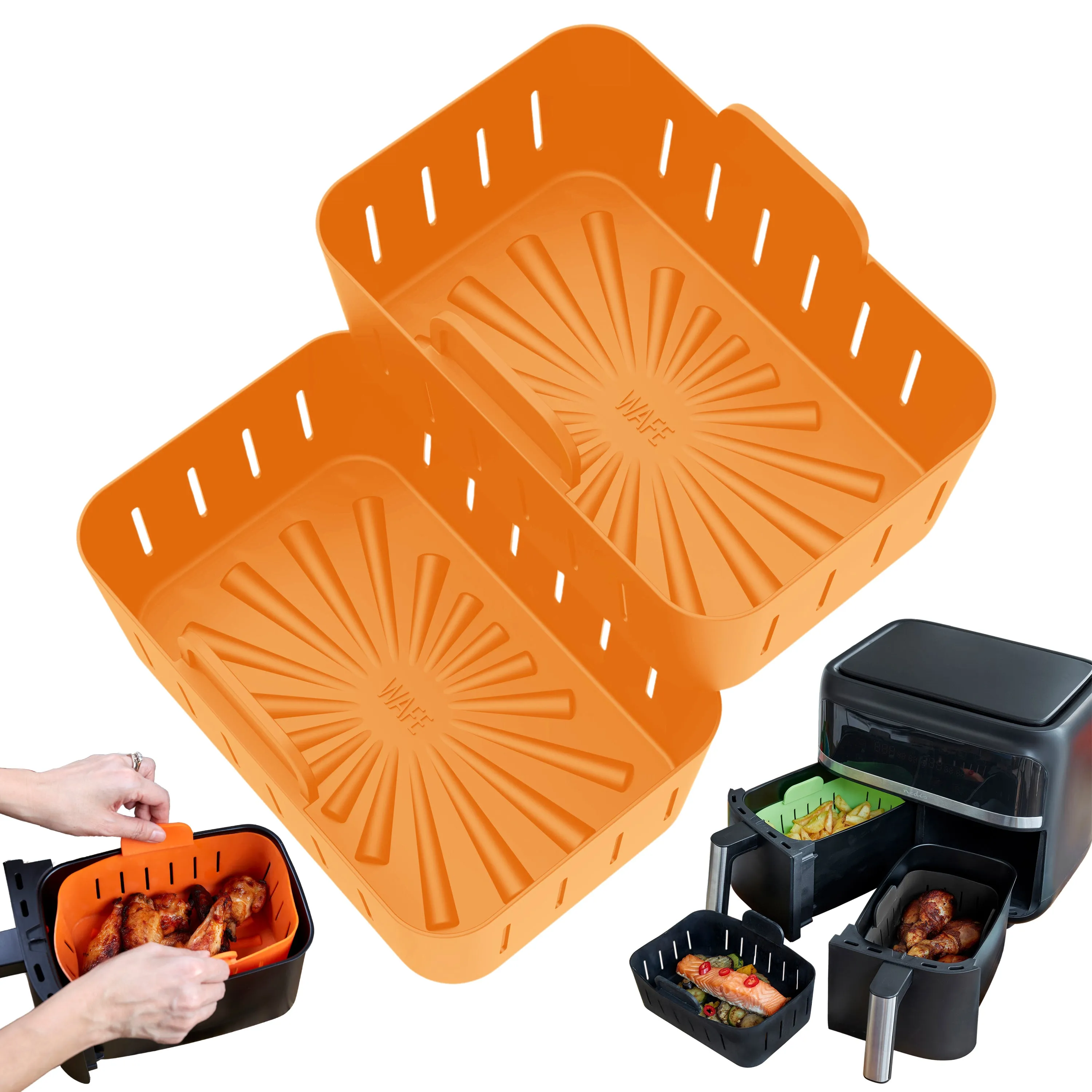 WAFE Silicone Air Fryer Ninja Liner 2PACK- ORANGE