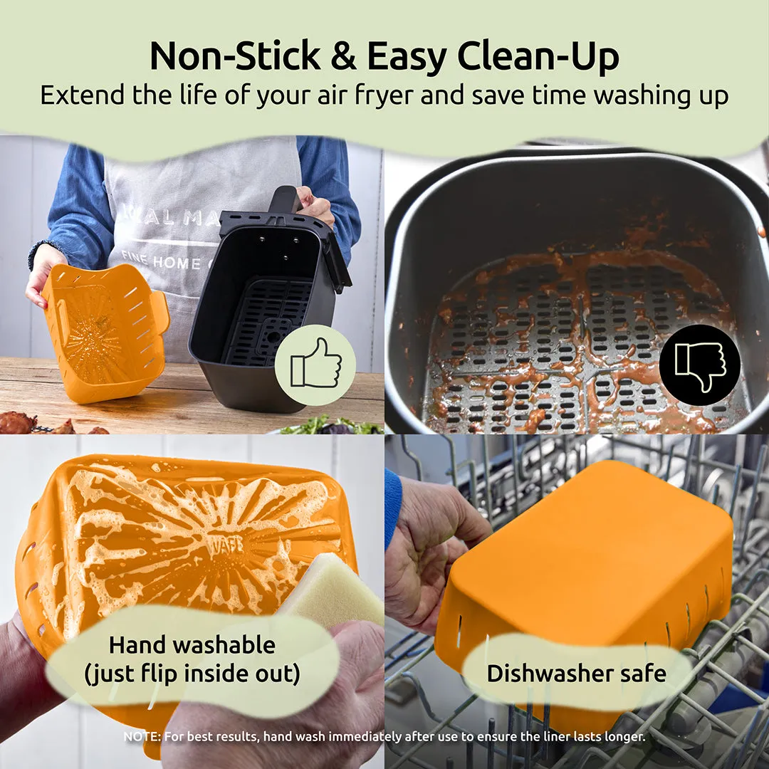 WAFE Silicone Air Fryer Ninja Liner 2PACK- ORANGE