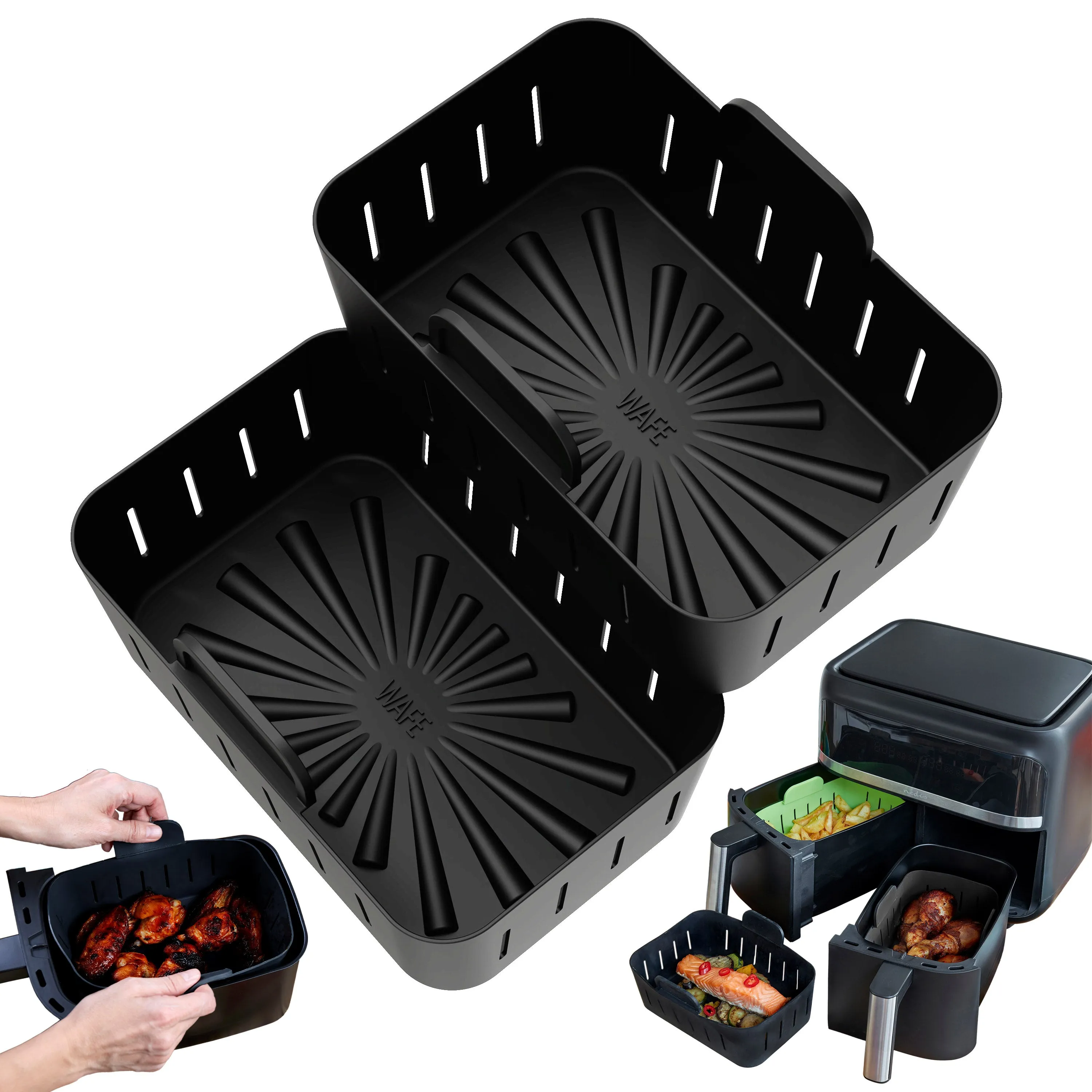 WAFE Silicone Air Fryer Ninja Liner 2PACK- ORANGE