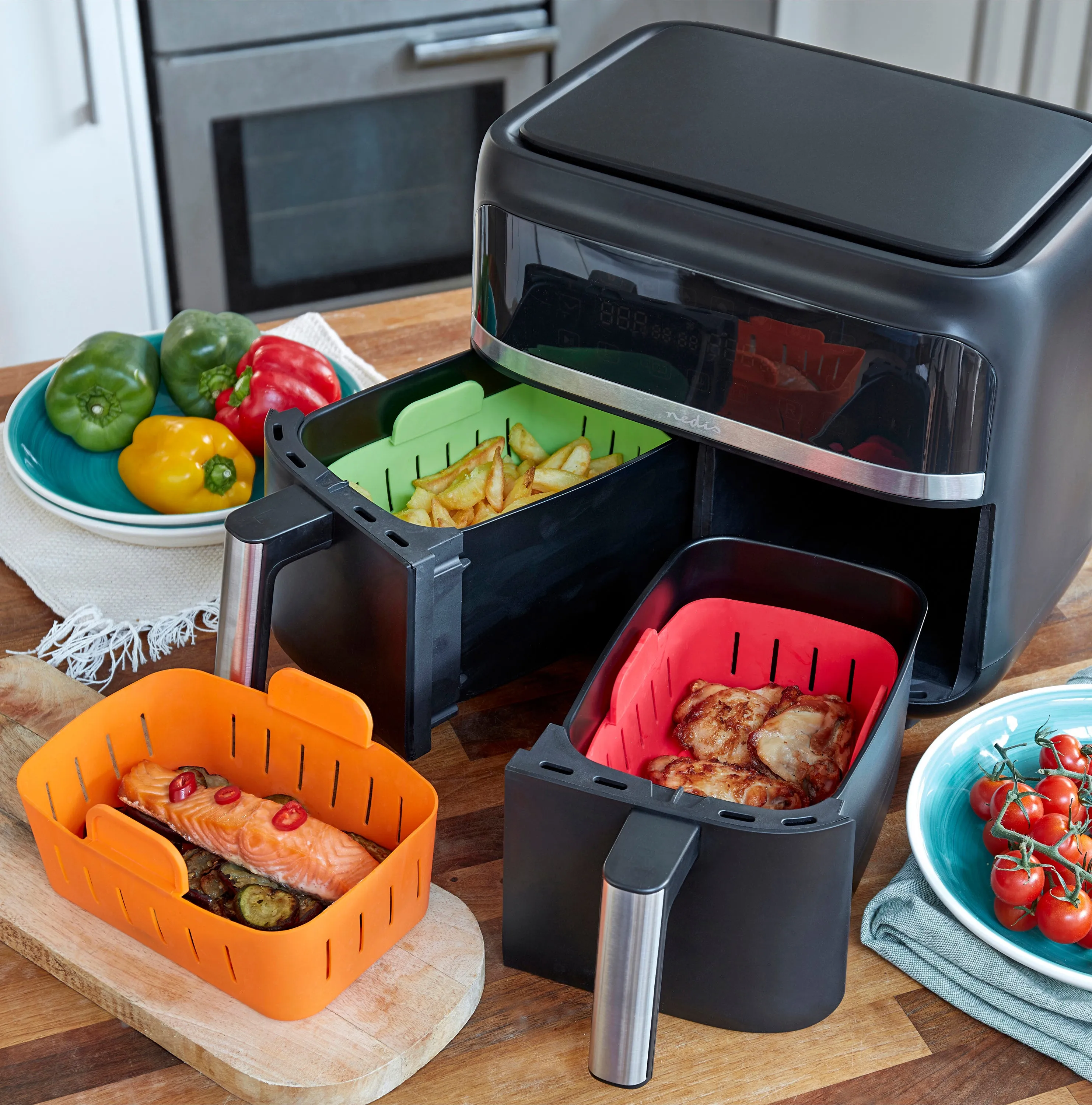WAFE Silicone Air Fryer Ninja Liner 2PACK- ORANGE