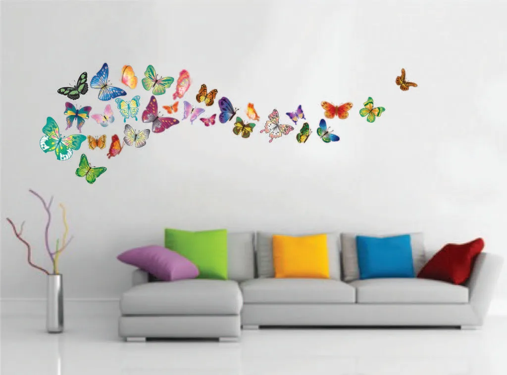 Walplus 34 Colorful Butterflies Wall Decals 30x60cm