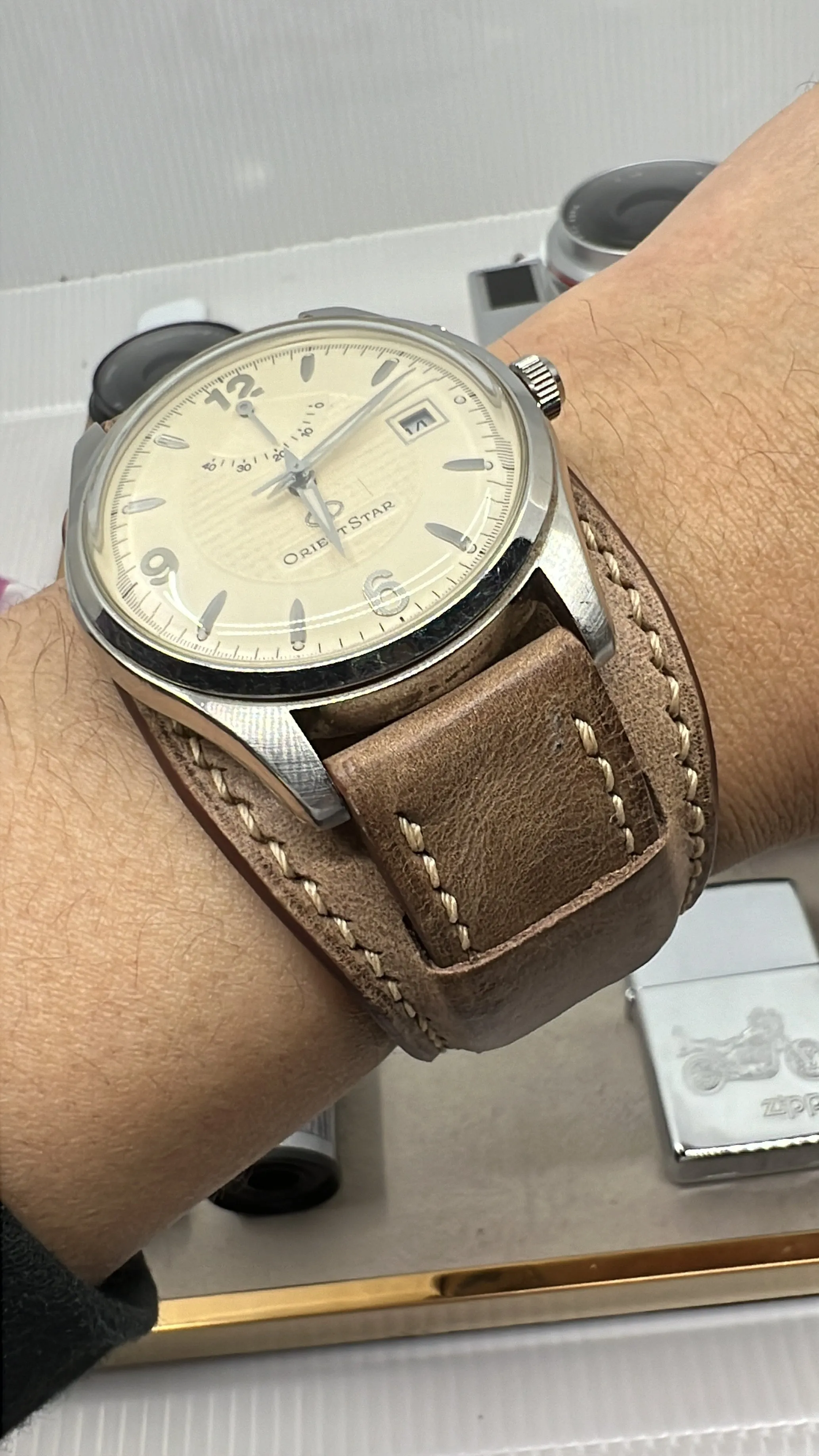 Watch Band Straps Cuff Watchstraps in Genuine Distress Brown Leather, Handmade Personalise Cuff Watchband 20mm 19mm, Bund Style Watch Band, Gift Ideas
