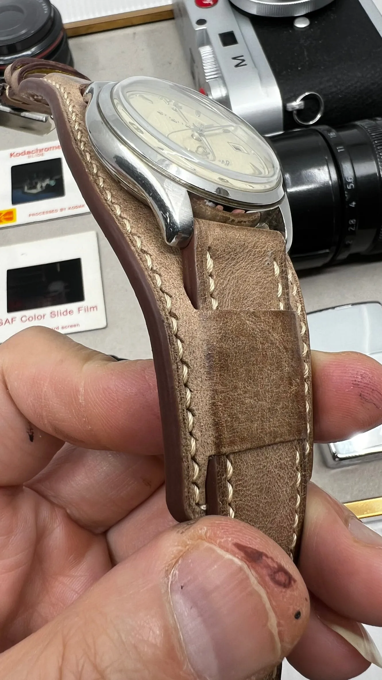 Watch Band Straps Cuff Watchstraps in Genuine Distress Brown Leather, Handmade Personalise Cuff Watchband 20mm 19mm, Bund Style Watch Band, Gift Ideas