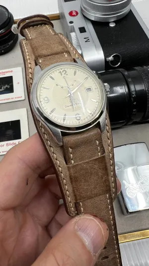Watch Band Straps Cuff Watchstraps in Genuine Distress Brown Leather, Handmade Personalise Cuff Watchband 20mm 19mm, Bund Style Watch Band, Gift Ideas
