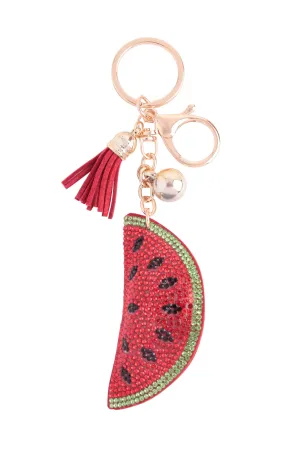 WATERMELON RHINESTONE TASSEL KEYCHAIN