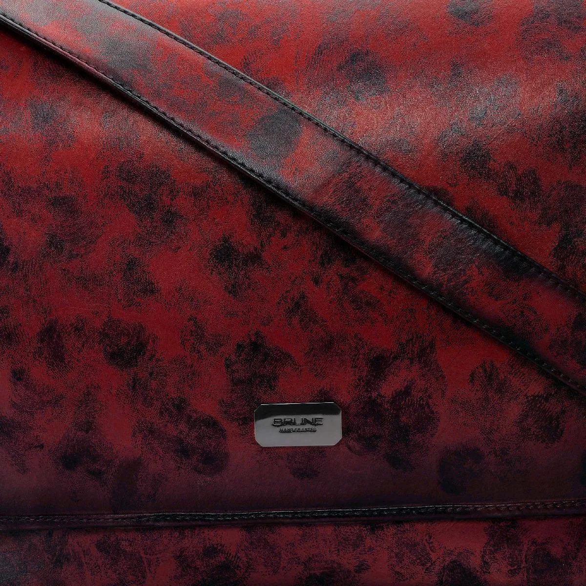 Wine Smudged Print Leather Messenger Bag By Brune & Bareskin