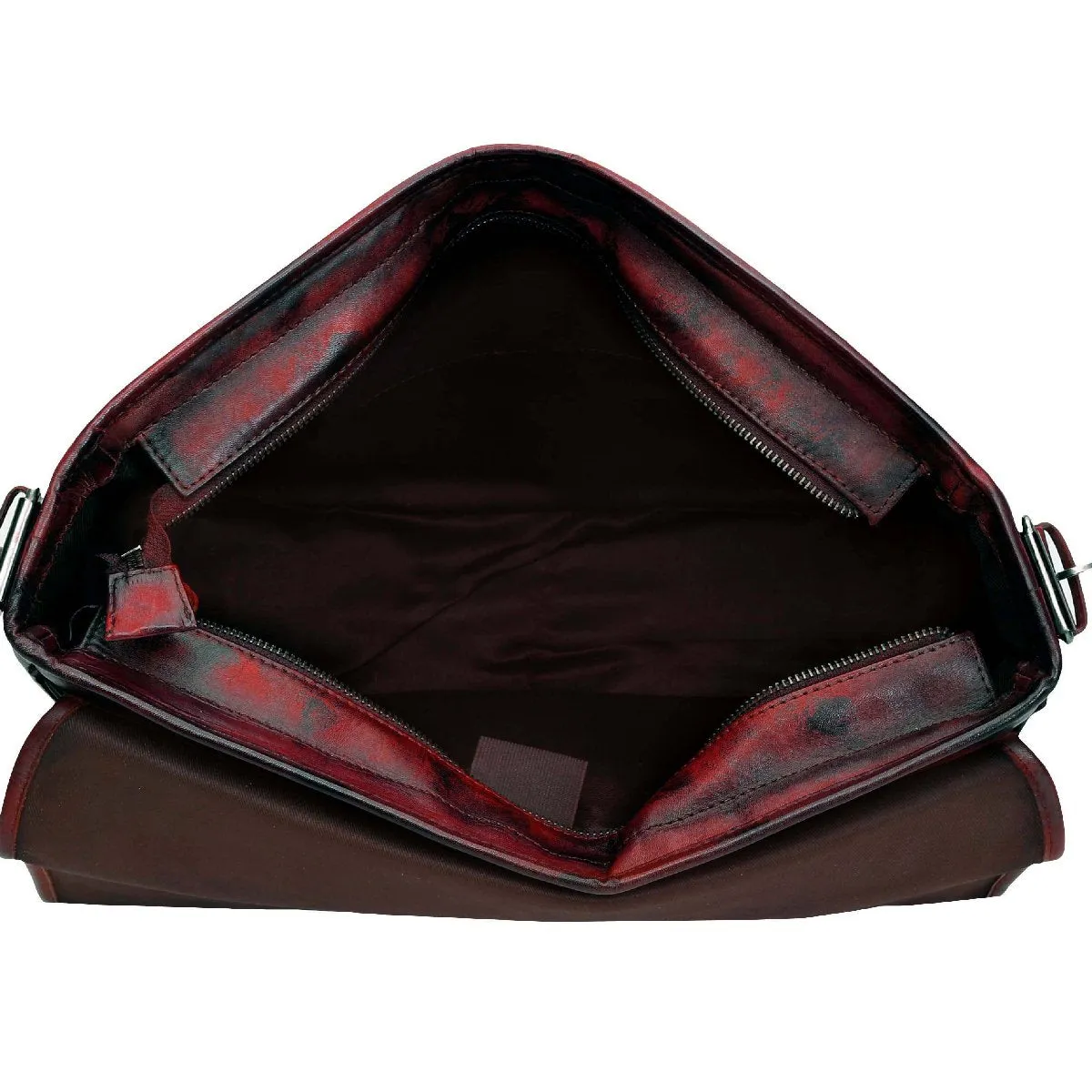 Wine Smudged Print Leather Messenger Bag By Brune & Bareskin
