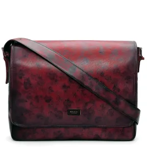 Wine Smudged Print Leather Messenger Bag By Brune & Bareskin