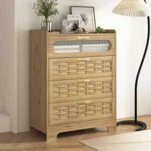 Wood 4 Drawer Dresser Large Double with Wide Drawers Modern Chest of