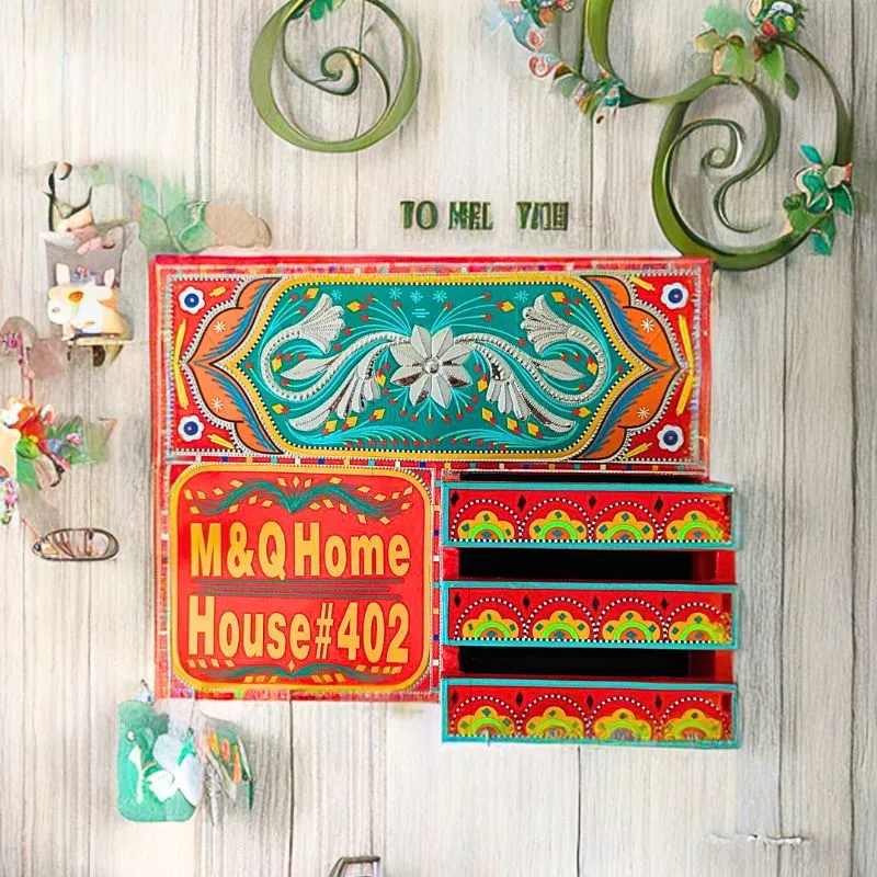 Wooden Name Plate with Document & Key Holder