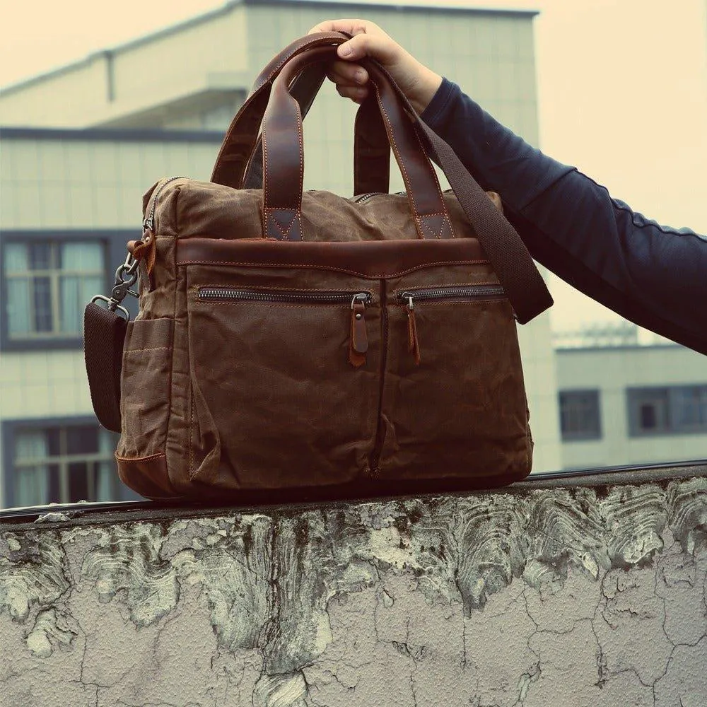 Woosir Men's Satchels Waxed Canvas
