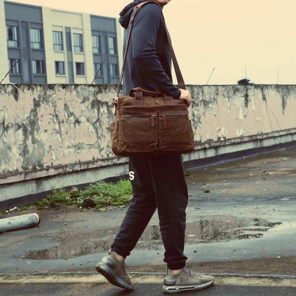Woosir Men's Satchels Waxed Canvas