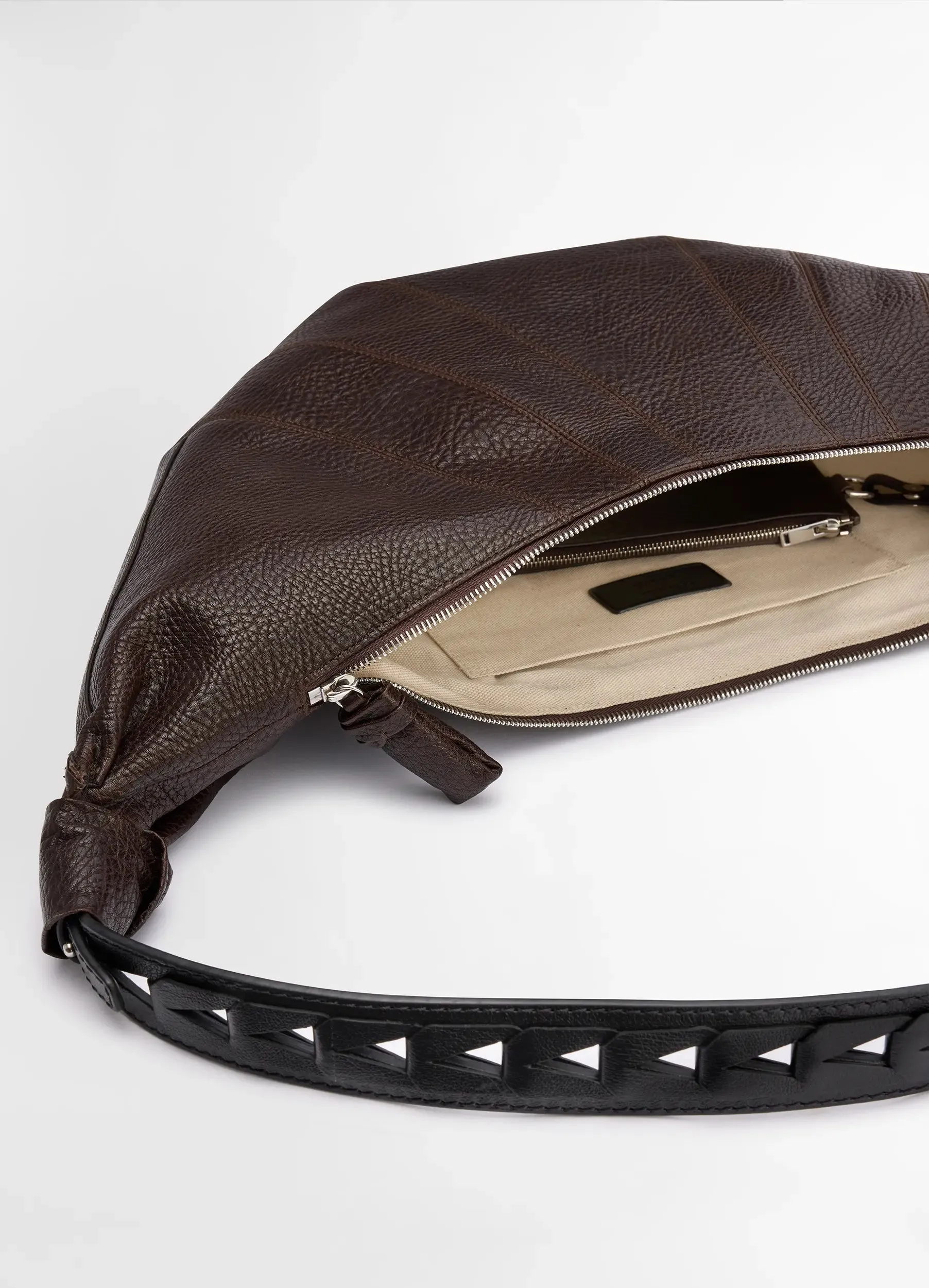 WOVEN CHEVRON LARGE CROISSANT BAG