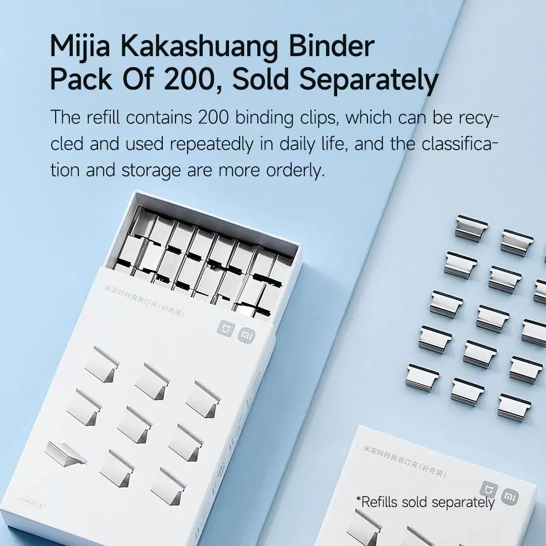 Xiaomi Mijia Paper Pusher Clip With 168 Refills Metal Pusher Holeless Stapler Strong Binding For Office School Document Organizer