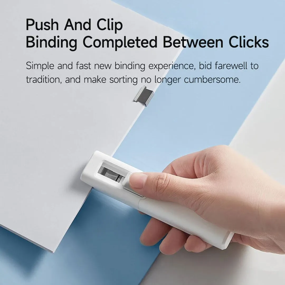 Xiaomi Mijia Paper Pusher Clip With 168 Refills Metal Pusher Holeless Stapler Strong Binding For Office School Document Organizer