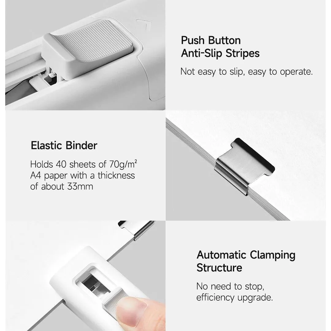 Xiaomi Mijia Paper Pusher Clip With 168 Refills Metal Pusher Holeless Stapler Strong Binding For Office School Document Organizer