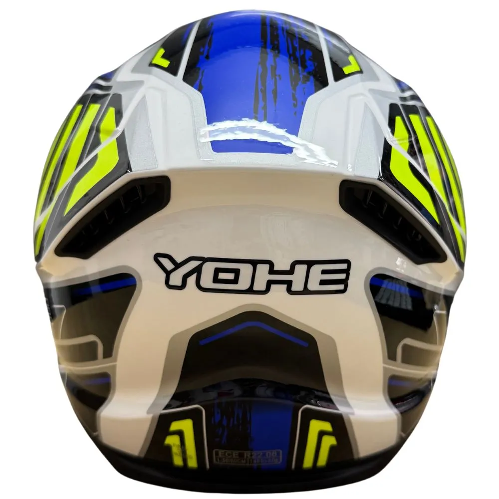 YOHE 987 Gloss Hi-Vis/Blue/White Helmet