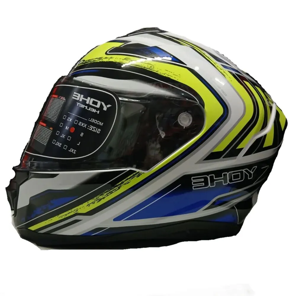 YOHE 987 Gloss Hi-Vis/Blue/White Helmet