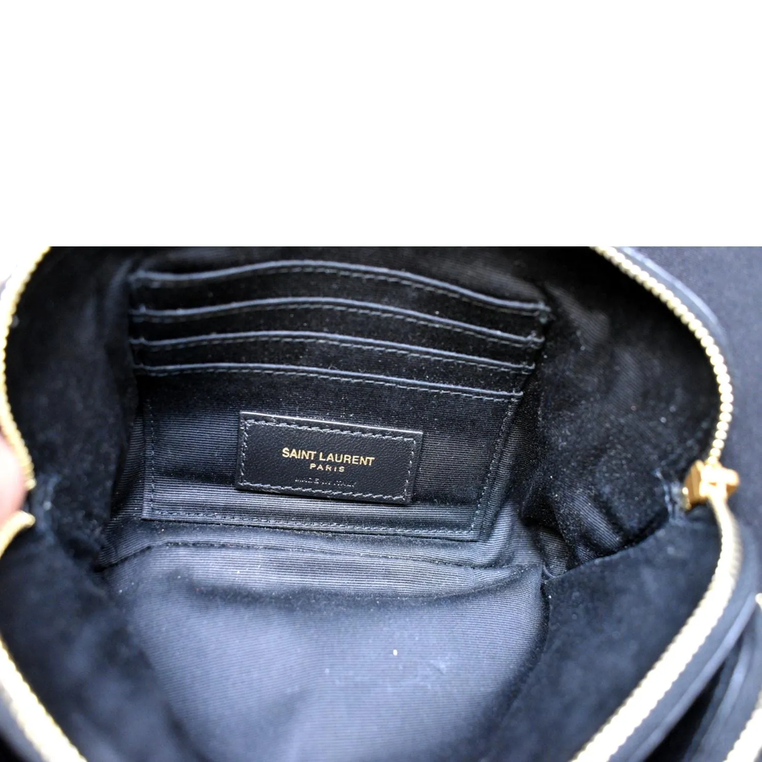 YVES SAINT LAURENT Becky Double Zip Lambskin Leather Crossbody Bag Black