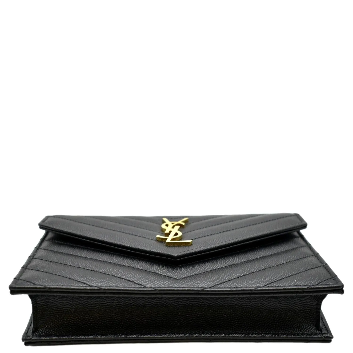 YVES SAINT LAURENT Cassandre Matelasse Chain Wallet Crossbody Bag Black
