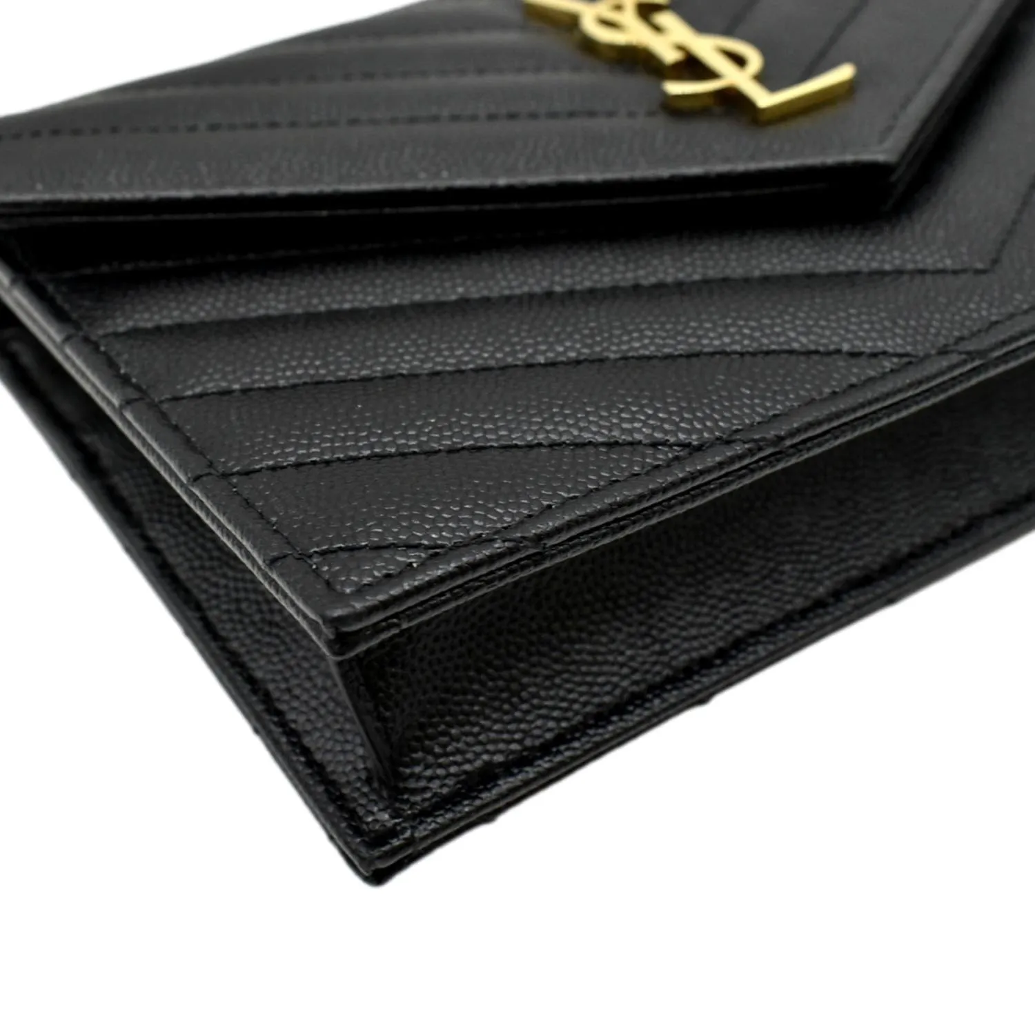 YVES SAINT LAURENT Cassandre Matelasse Chain Wallet Crossbody Bag Black