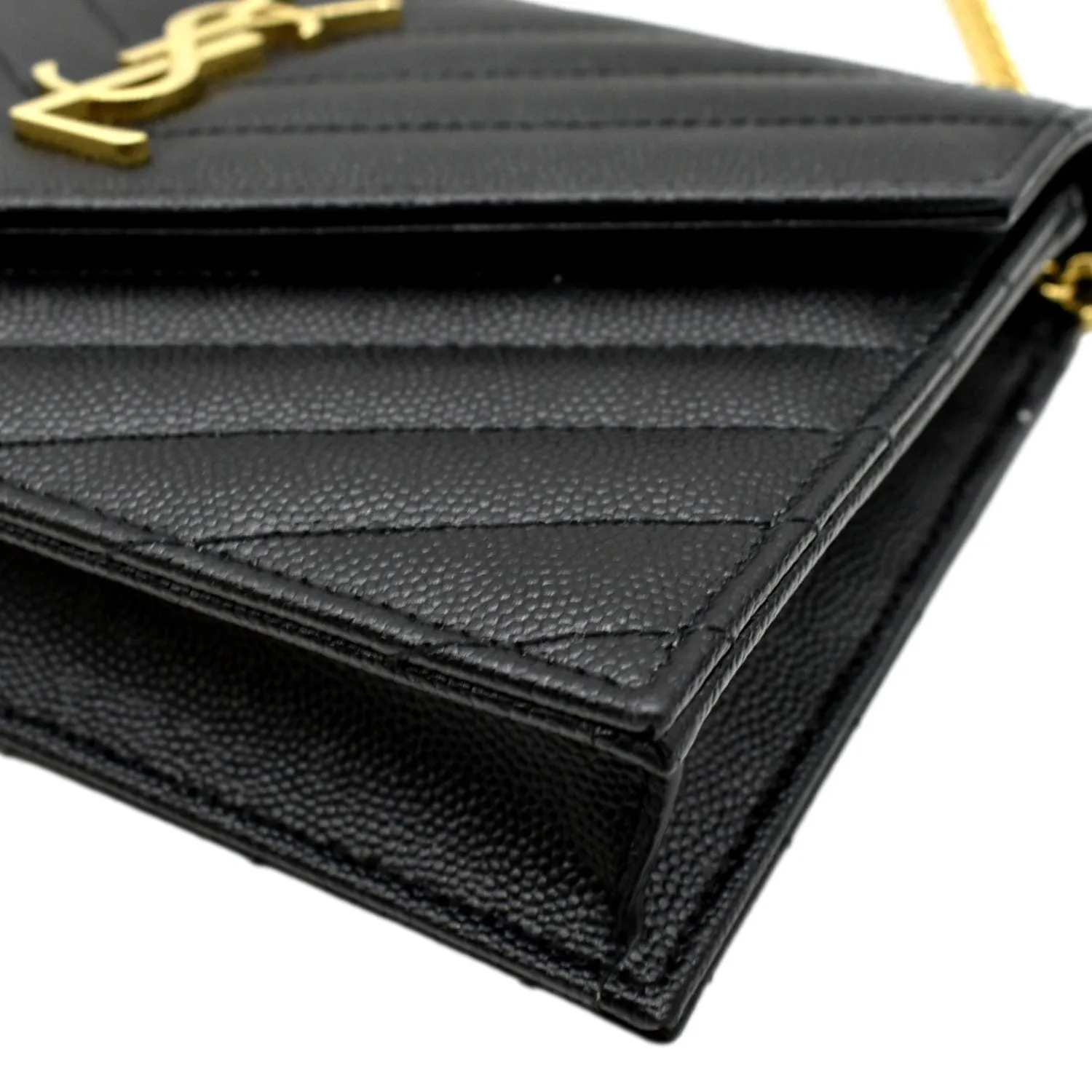 YVES SAINT LAURENT Cassandre Matelasse Chain Wallet Crossbody Bag Black
