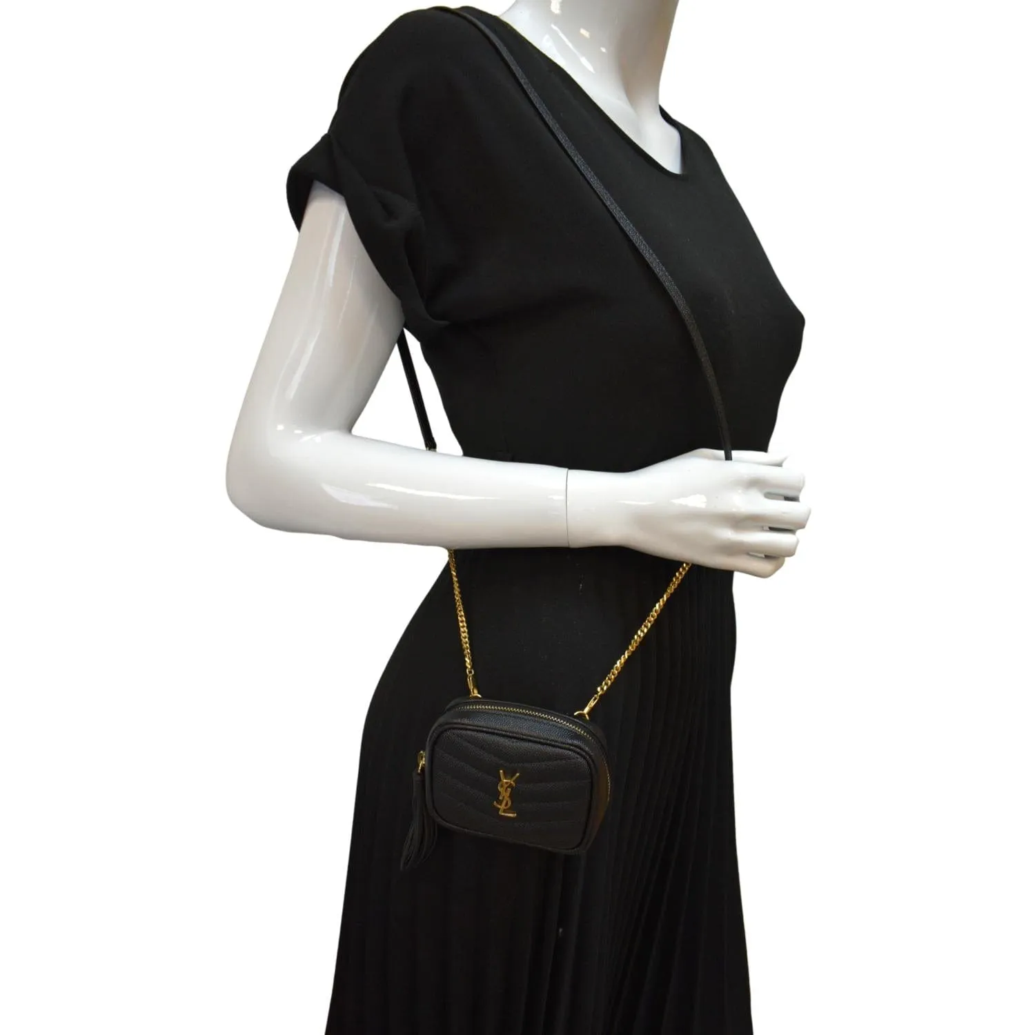 YVES SAINT LAURENT Lou Leather Crossbody Bag Black
